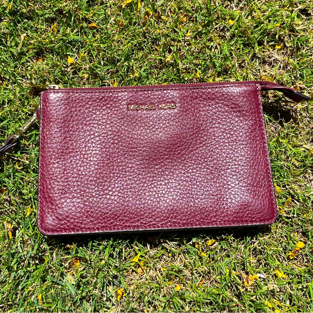 Michael Kors burgundy wristlet